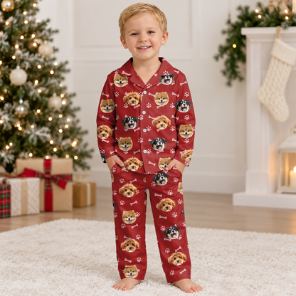 Personalized Pet Photo Paw Print Kids Pajamas, Cute Pet-Themed Sleepwear LM32 670415