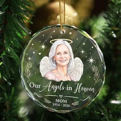 Sympathy Christmas Gift For Loss Of Dad - Personalized Custom Photo Watercolor Your Wings Were Ready Glass Ornament