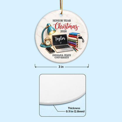 Senior Year Christmas Study Desk – Personalized Ceramic Ornament – Senior Keepsake Gift, High School or College Graduation Gifts