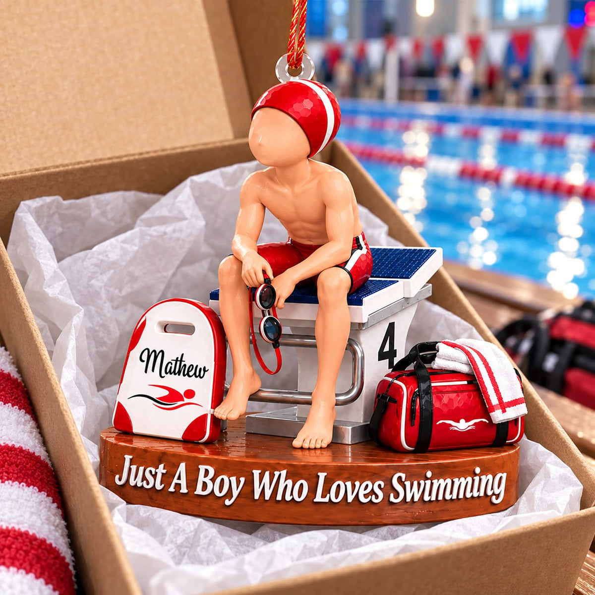 Just A Boy Who Loves Swimming- Personalized Swimming Ornament, Gift for Swimmers A2110