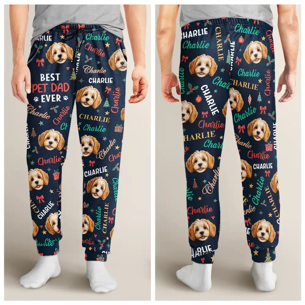Christmas Gift For Pets Lovers - Personalized Custom Photo Best Dog Dad Mom Ever Pajama Pants