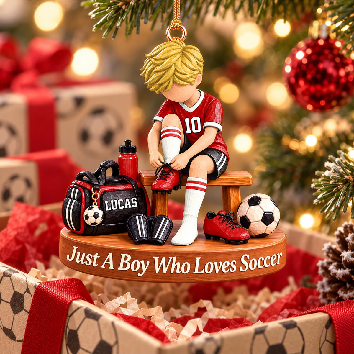 Personalized Soccer Player Ornament, Custom Name Soccer Player Gift