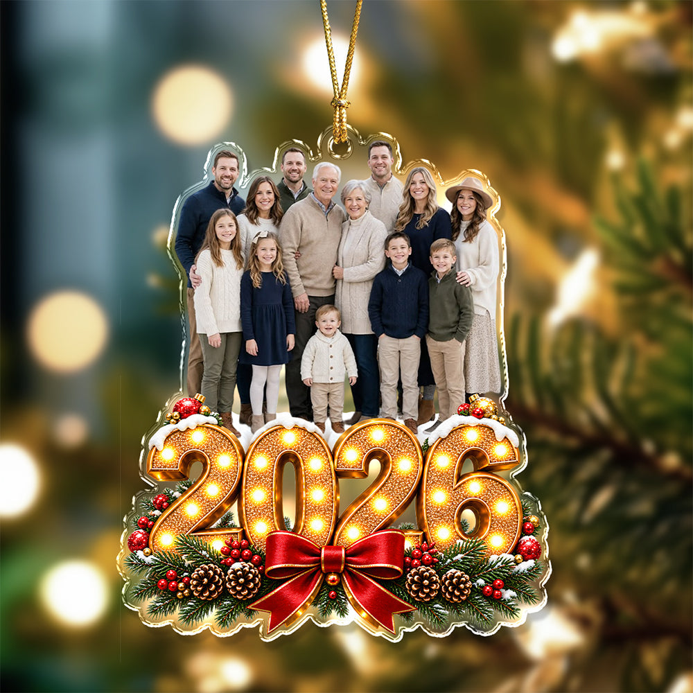 Custom Family Photo Christmas Acrylic Ornament, Personalized Holiday Keepsake HO82 903852