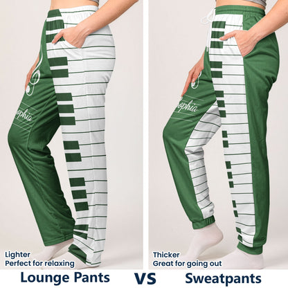 Piano, Keyboard Music Custom Name, Gift For Musician, Pianist, Composers - Personalized Lounge Pants