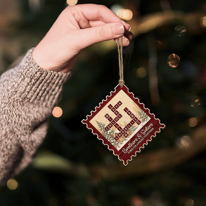 Brothers & Sisters Forever Linked Postage Stamp - Personalized Ornament