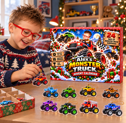 24 Days of Monster Trucks Custom Photo - Personalized Christmas Advent Calendar