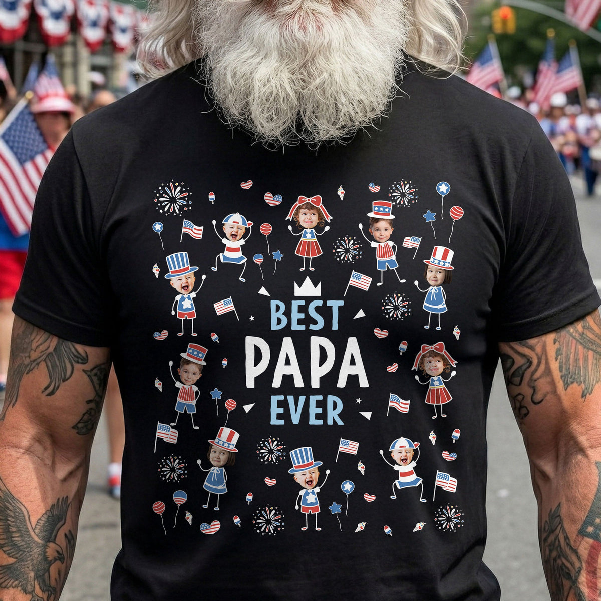 Best Dad Ever USA Flag - Personalized Shirt
