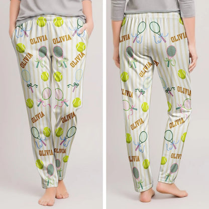 Personalized Tennis Name Lounge Pants – Custom Tennis Pajama Pants For Girls, Women & Tennis Players