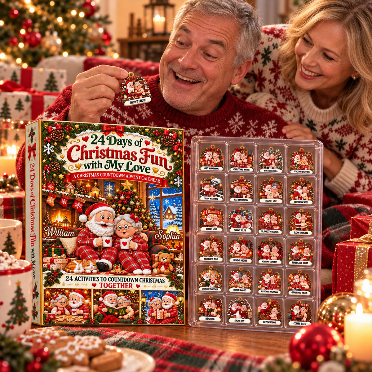 24 Days Of Christmas Fun With My Loves Gift For Husband, Wife - Personalized Christmas Advent Calendar