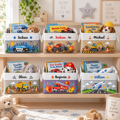 Custom Toy & Book Basket For Kids, Daughter, Son - Personalized Storage Basket