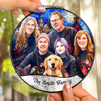 Personalized Photo Stained Glass Suncatcher – Custom Christmas Window Hanging, Unique Keepsake Gift for Couple, Family & Friends