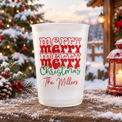 Personalized Family Name Merry Christmas Cups, Festive Holiday Drinkware HA75 919460
