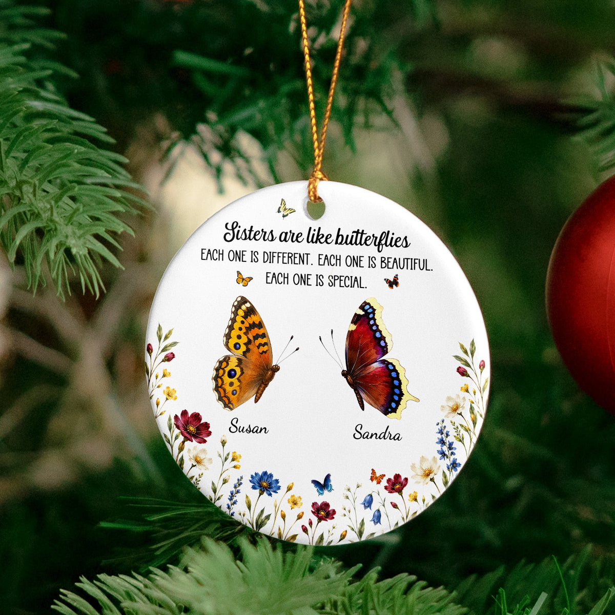 Custom Birth Month Butterflies Gift For Sister Friend Sibling - Personalized Ornament