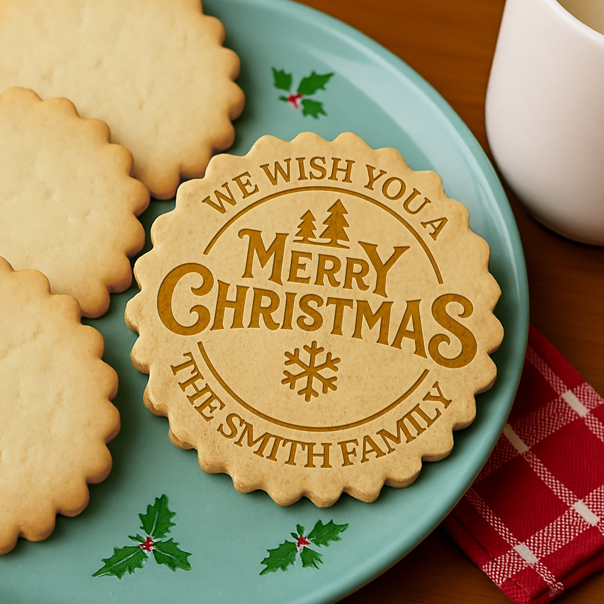 Personalized We Wish You A Merry Christmas Cookie Stamp - Holiday Baking Gift For Family LM32 670517