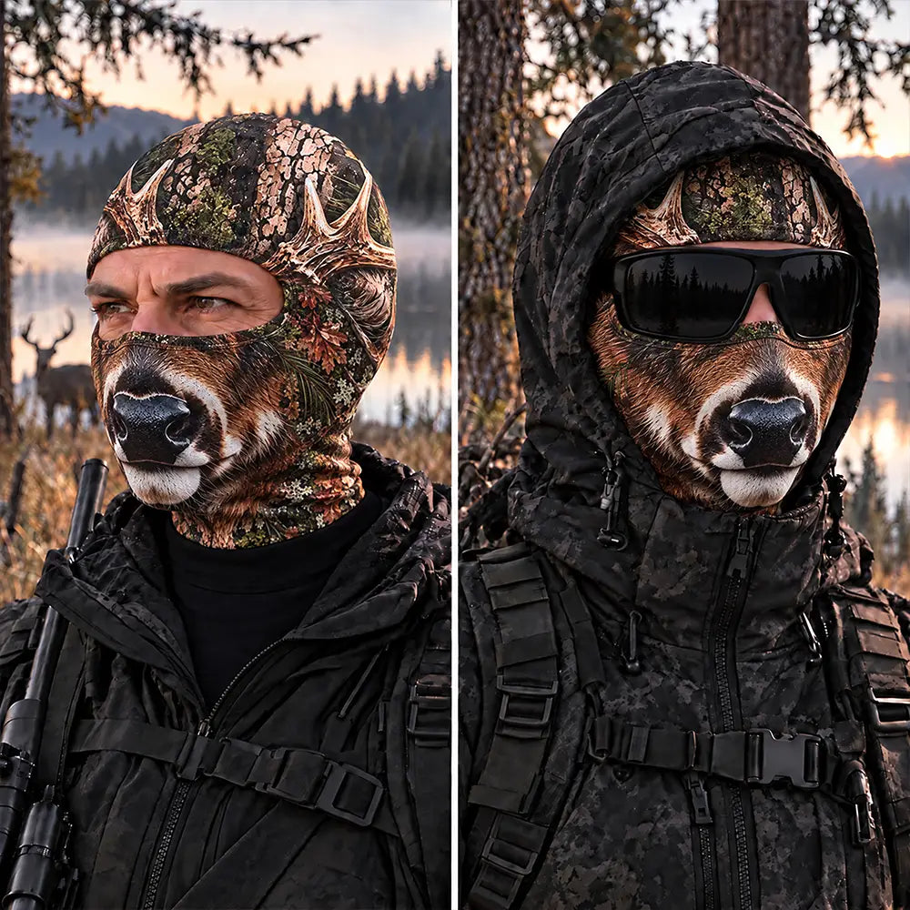 Gag Gift For Men Who Love Hunting, Hunter, Friend - Personalized Funny Realistic Buck, Turkey Head Balaclava Face Mask