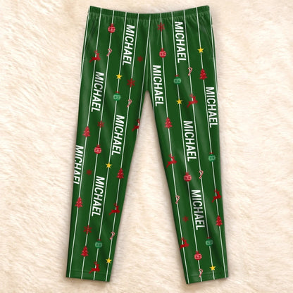 Custom Name Striped Christmas Pajama Gifts for Families - Personalized Pajamas Pants