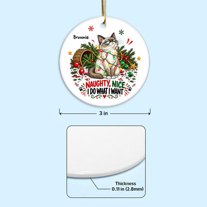 Everything Is Fine Bossy Cat Portrait From Your Photo - Personalized Ceramic Ornament - Funny Christmas Tree Decor For Cat Lovers