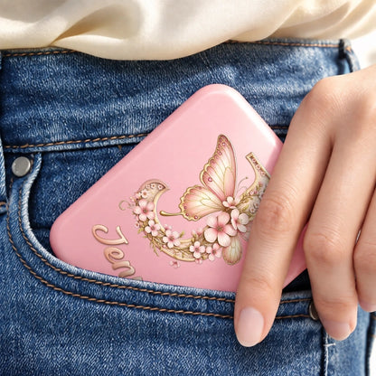 Custom Name Butterfly Gifts for Women - Personalized LED Compact Makeup Mirror