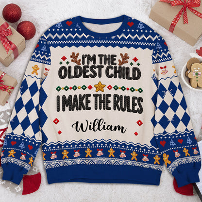 Custom Family Christmas Sweatshirt, Gift for Family Members • Family Rules - Personalized All-Over-Print Sweatshirt