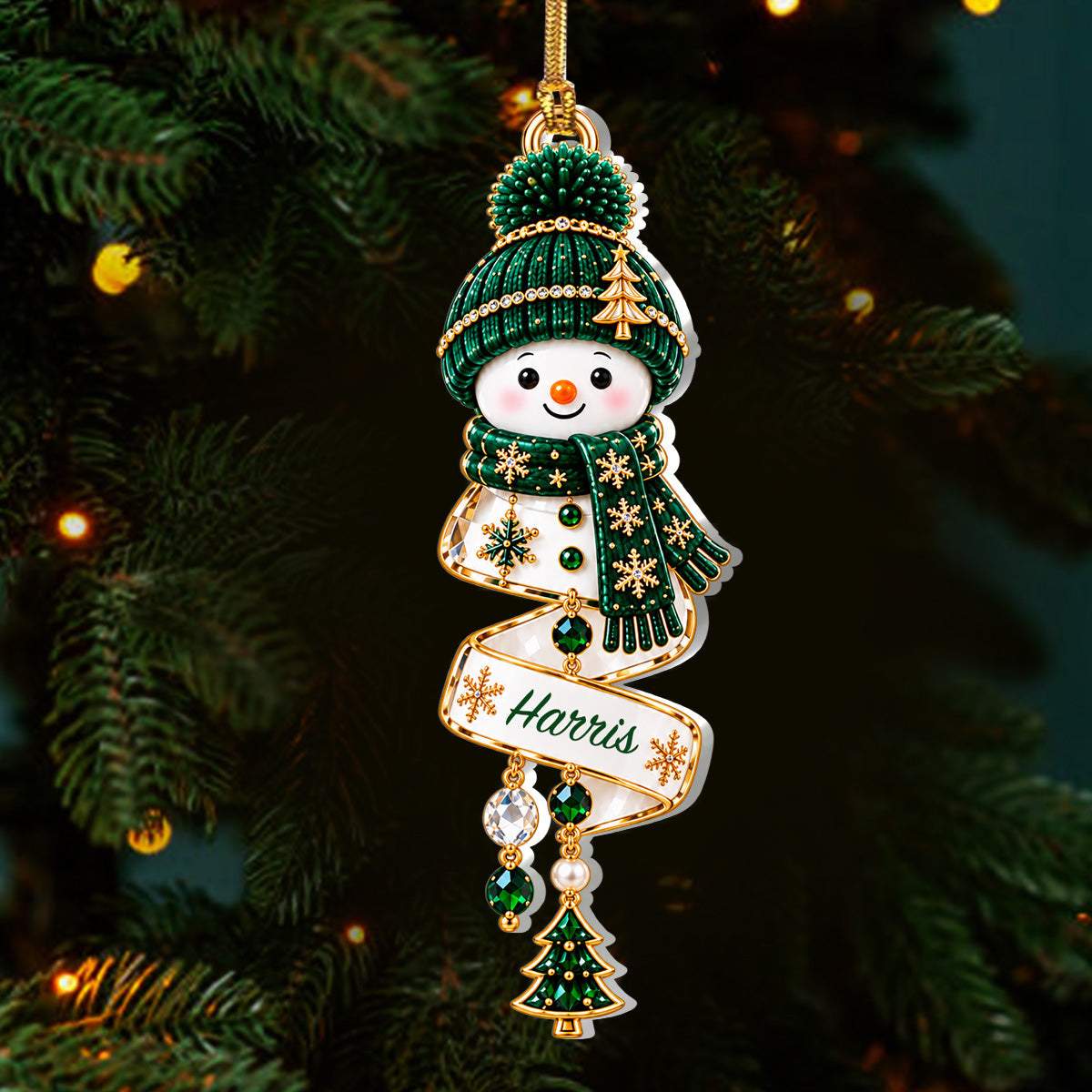 Christmas Snowman Spiral - Personalized 1-Layer Acrylic Ornament