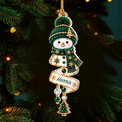 Christmas Snowman Spiral - Personalized 1-Layer Acrylic Ornament