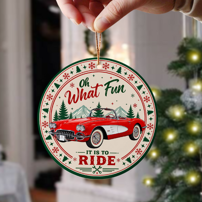 Custom Car Photo Oh What Fun It's To Ride Acrylic Ornament, Christmas Gift for Car Lovers CH07 180572
