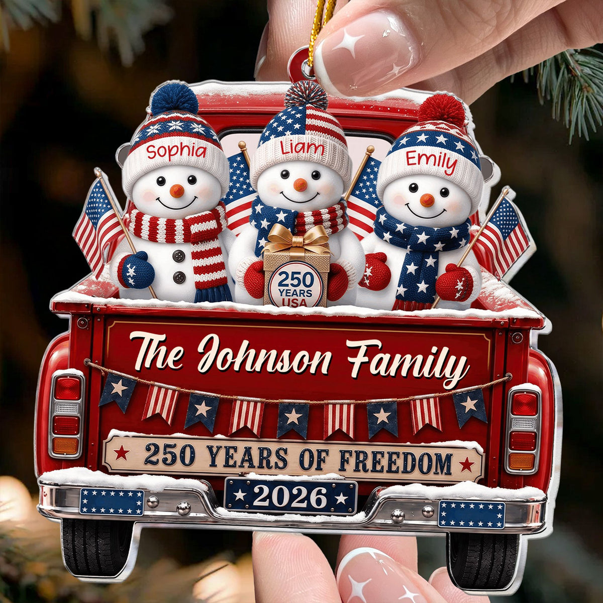 America 250th Anniversary Christmas Gifts For Mom, Dad, Family - Personalized Ornament