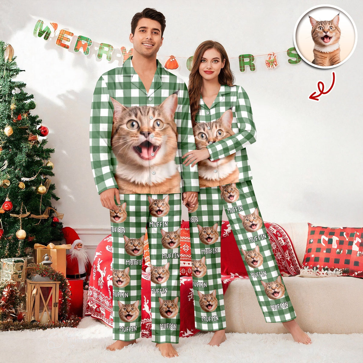 Custom Cat Photo Winter Pattern Pajamas Funny Gift For Cat Lovers CH07 896946