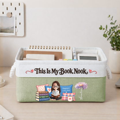This Is My Book Nook Gift For Book Lover - Personalized Storage Basket