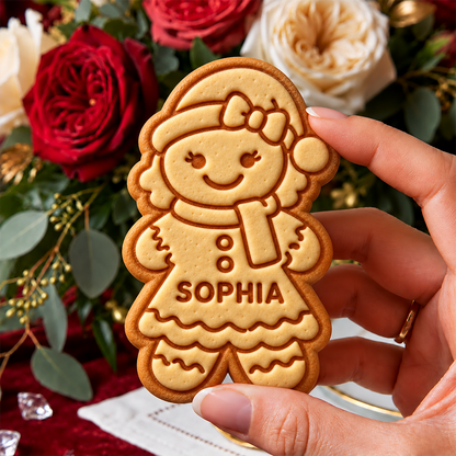 Personalized Name Gingerbread Family Cookie Stamp, Holiday Baker Gift HO82 904122