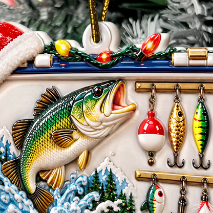 Christmas Gift For Fisherman - Personalized Fishing Tackle Box Embossed Ornament