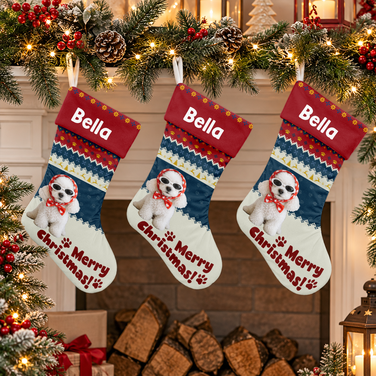 Custom Dog Photo Funny Christmas Stocking HO82 903756