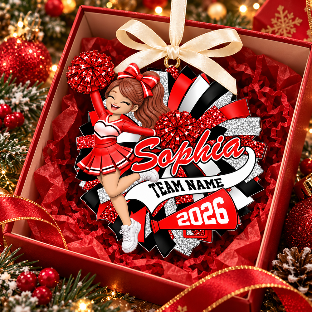 Custom Cheerleader 2D Flat Ornament Cheerleading Christmas, Cheer Team Senior Night Gift L0411