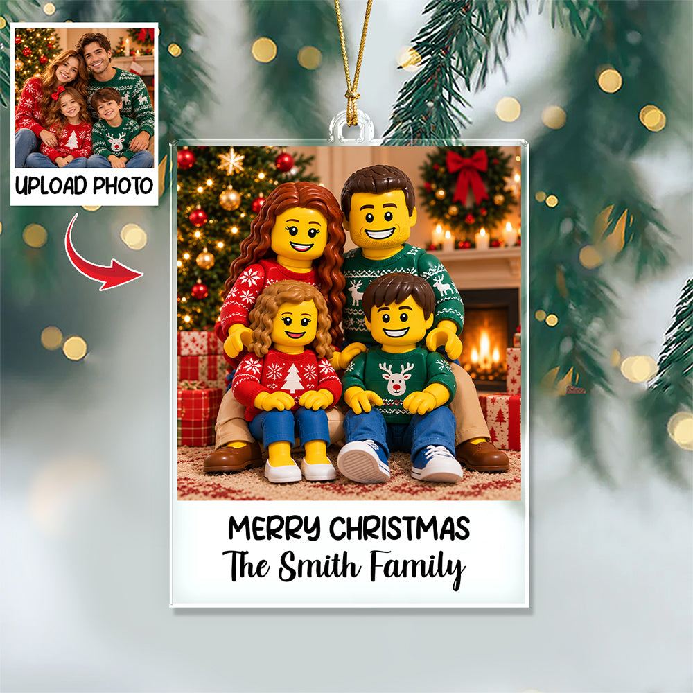 Custom Lego Family Photo Merry Christmas Acrylic Ornament CH07 180710