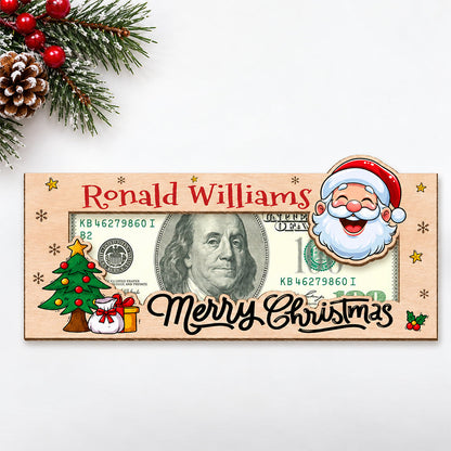 Customized Merry Christmas Cash Wood Money Holder Gift Box For Holiday CH07 180750