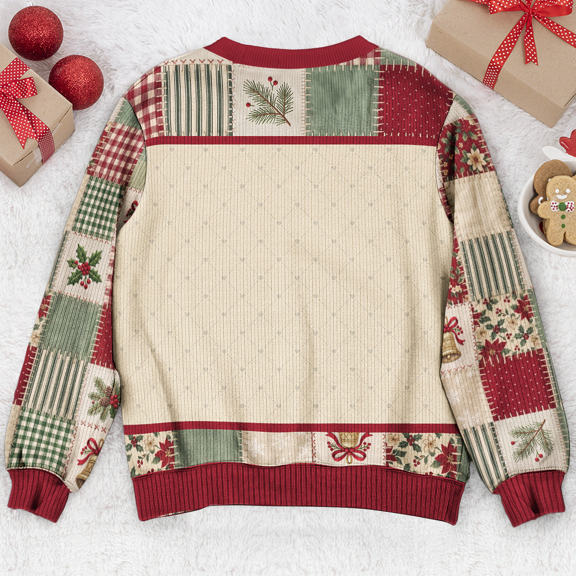 Grandma Garden Patchwork Print Birth Flower - Personalized Sweater