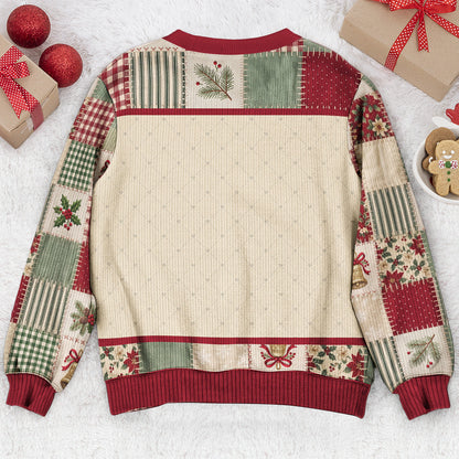 Grandma Garden Patchwork Print Birth Flower - Personalized Sweater