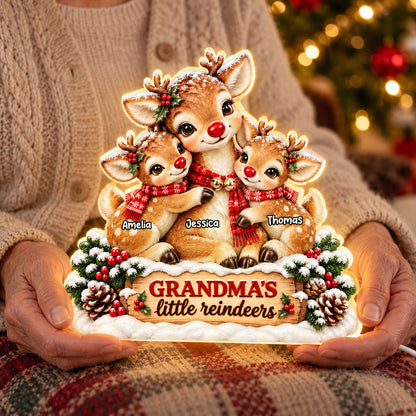 Grandma's Little Reindeers - Personalized Light Box - Heartfelt Christmas Gift for Grandma