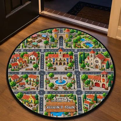 Birthday Gift For Kids Boys Toddler - Personalized Name Sign City Road Car Track Map Rug