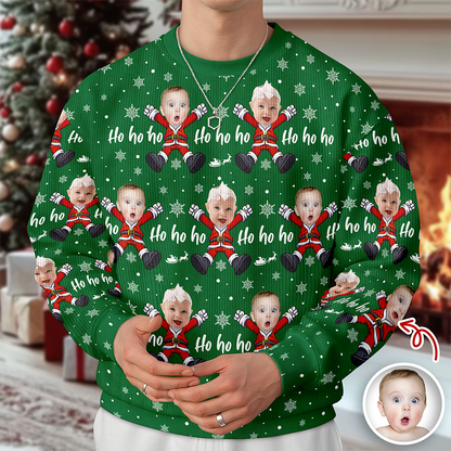Custom Ho Ho Ho Family Photo Personalized Ugly Sweater Funny Christmas Gift CH07 899674