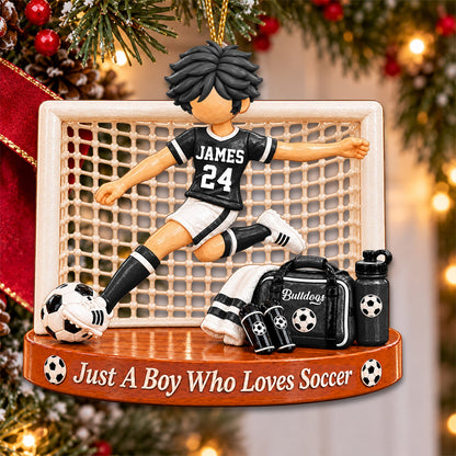 Just A Boy Who Loves Soccer, Personalized Soccer Ornament, Custom Player Name Gift, Gift For Soccer Players Na02