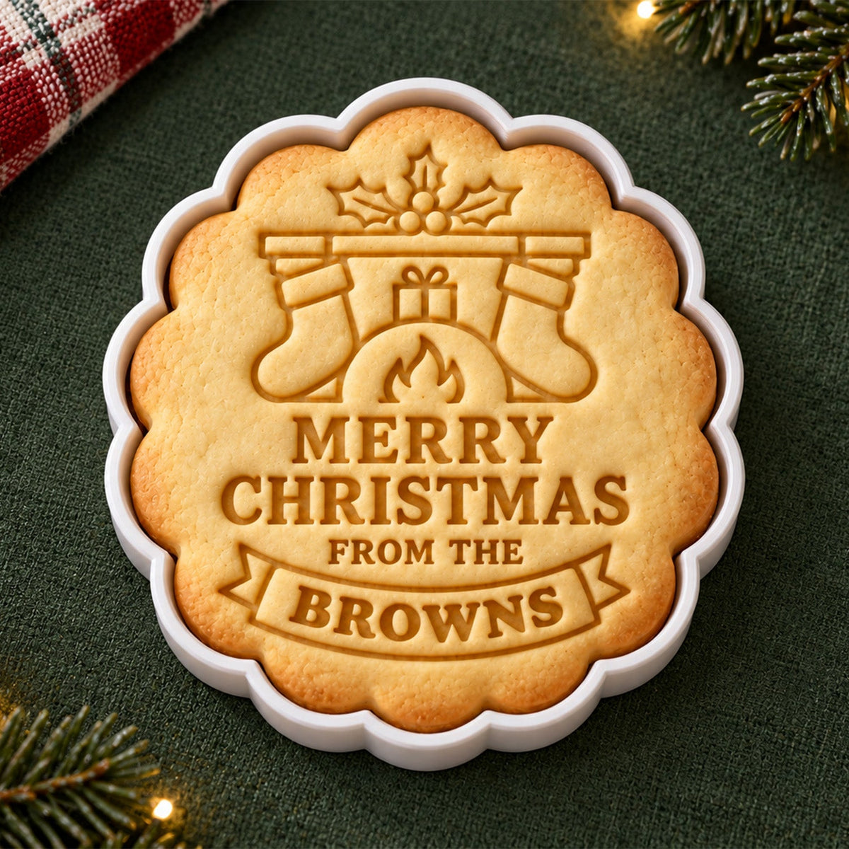 Personalized Family Name Merry Christmas Cookie Stamp For Holiday Party CH07 181066