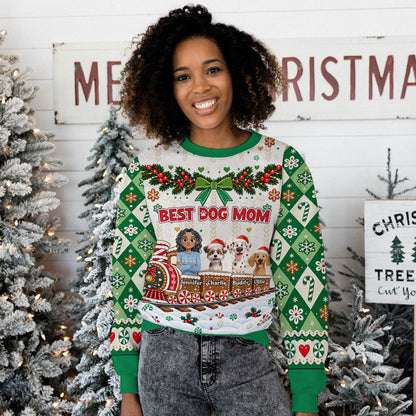 Custom Christmas Sweatshirt for Dog Mom, Dog Lovers • Best Dog Mom - Personalized All-Over-Print Sweatshirt