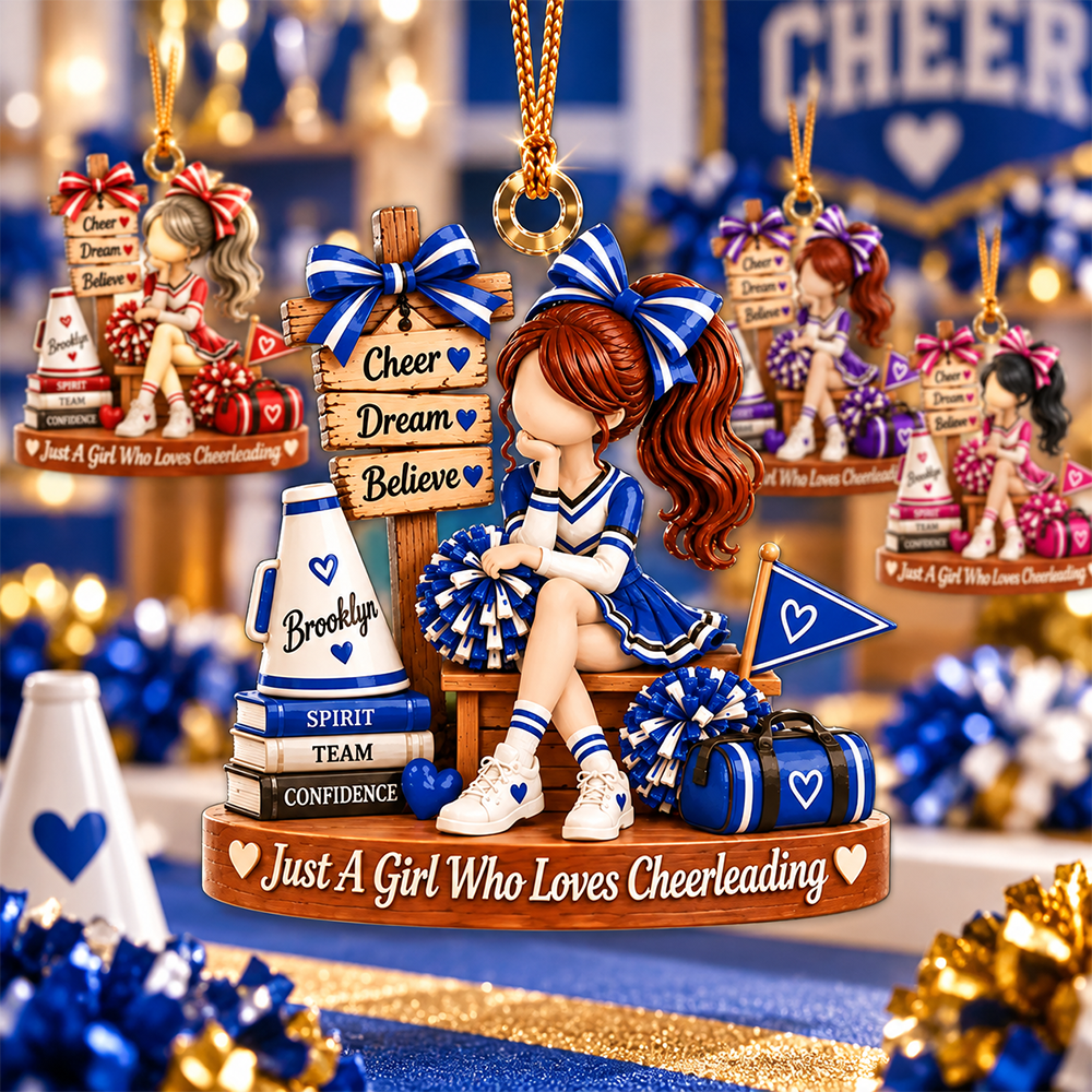 Personalized Cheerleader Christmas Ornament, Custom Name Cheerleading Gift for Girl, Cheer Team Ornament, Cheerleader Keepsake, Sports Gift