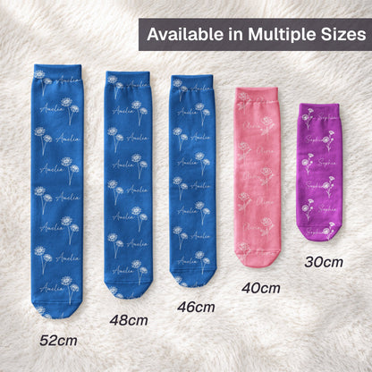 Custom Name & Birth Flower Gift For Girl, Kids - Personalized Socks