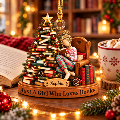 Just A Girl Who Loves Books - Personalized Christmas Ornament For Reading Lovers NA04
