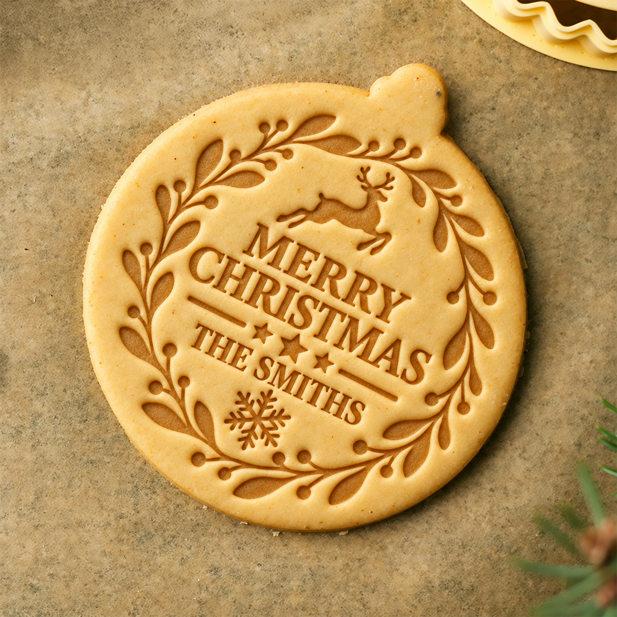 Custom Family Name Merry Christmas Cookie Stamp HA75 919628
