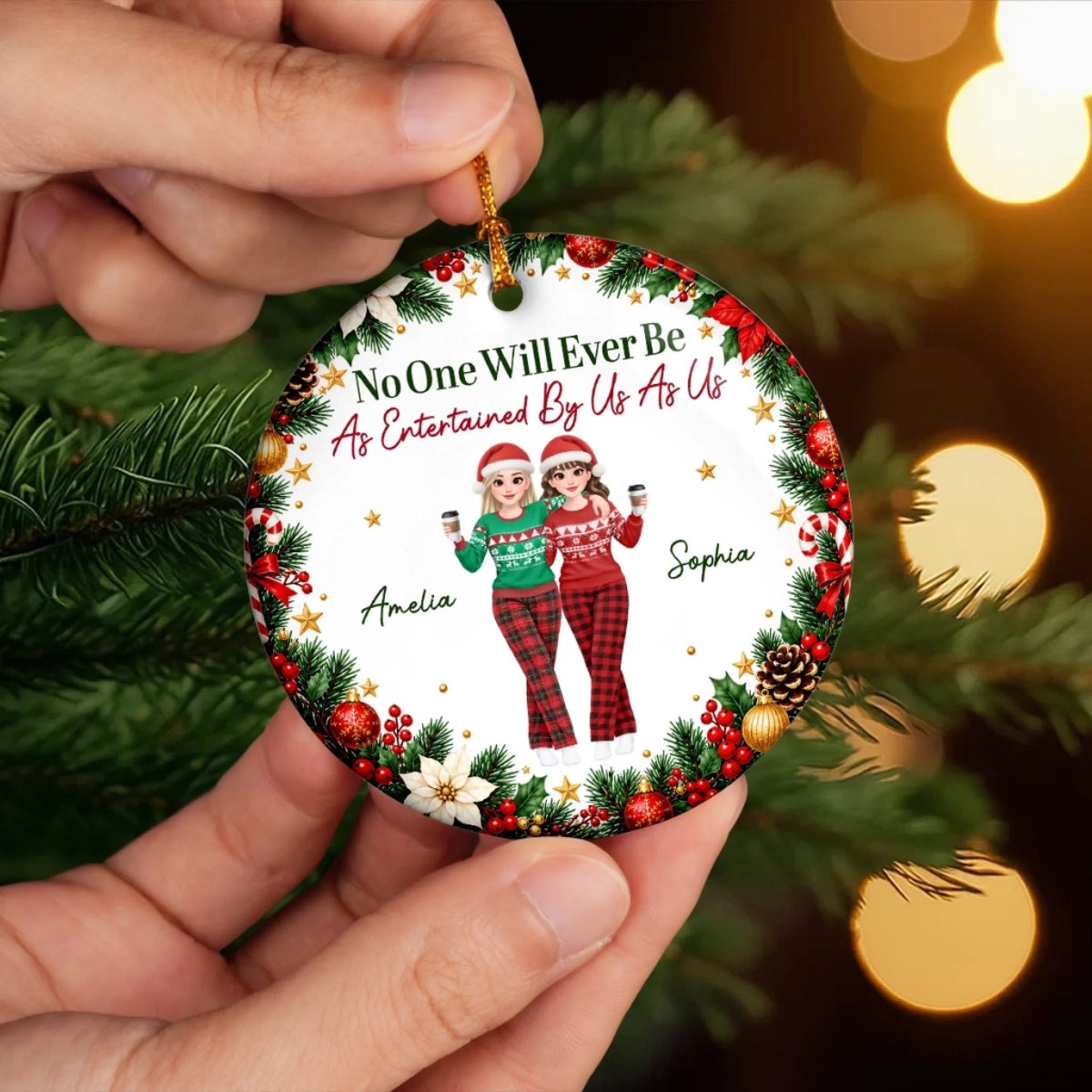 Custom Name Funny Christmas Gifts for Women - Personalized Ceramic Ornament