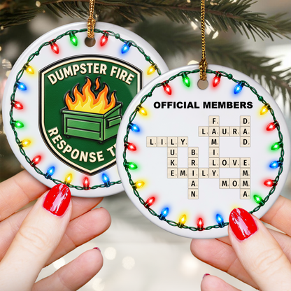 Dumpster Fire Response Team - Custom Crossword Names - Personalized Ornament