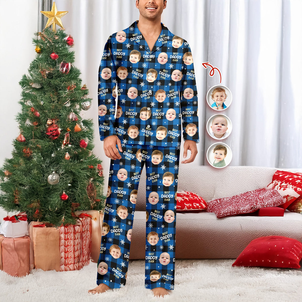 Custom Face Photo Best Dad Mom Ever Christmas Pajamas CH07 180892